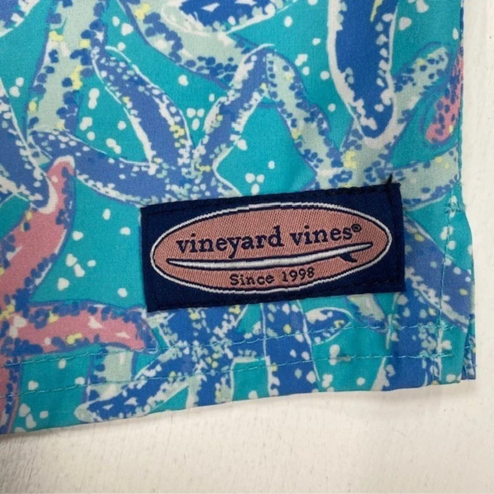 Vineyard Vines Mens XL Blue‎ Starfish Print Swim Trunks Shorts 3M001137 HOL 22